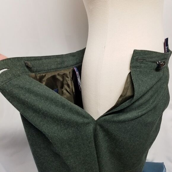 Vintage 70s Dark Forest Green Wool Blend Midi Skirt Acadamia Preppy Medium - Picture 4 of 8